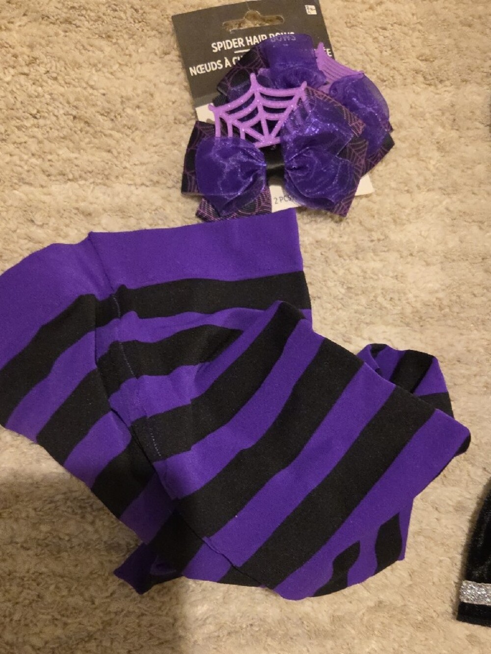 Spirit Purple and Black Girls' Witch Costume with Striped Tights - Picture 5 of 5
